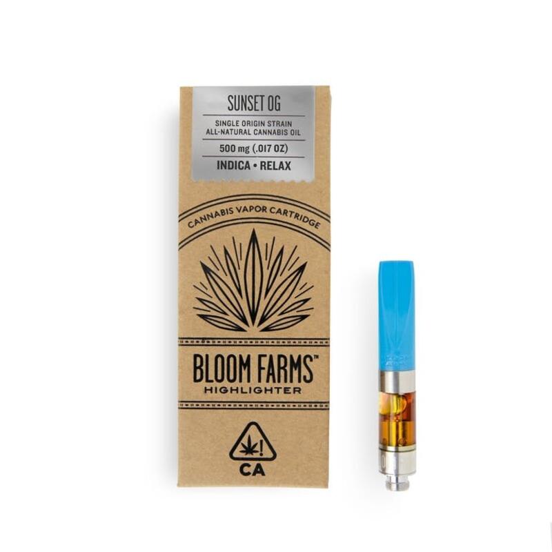 Bloom Farms: Sunset OG (500MG Distillate Cartridge)