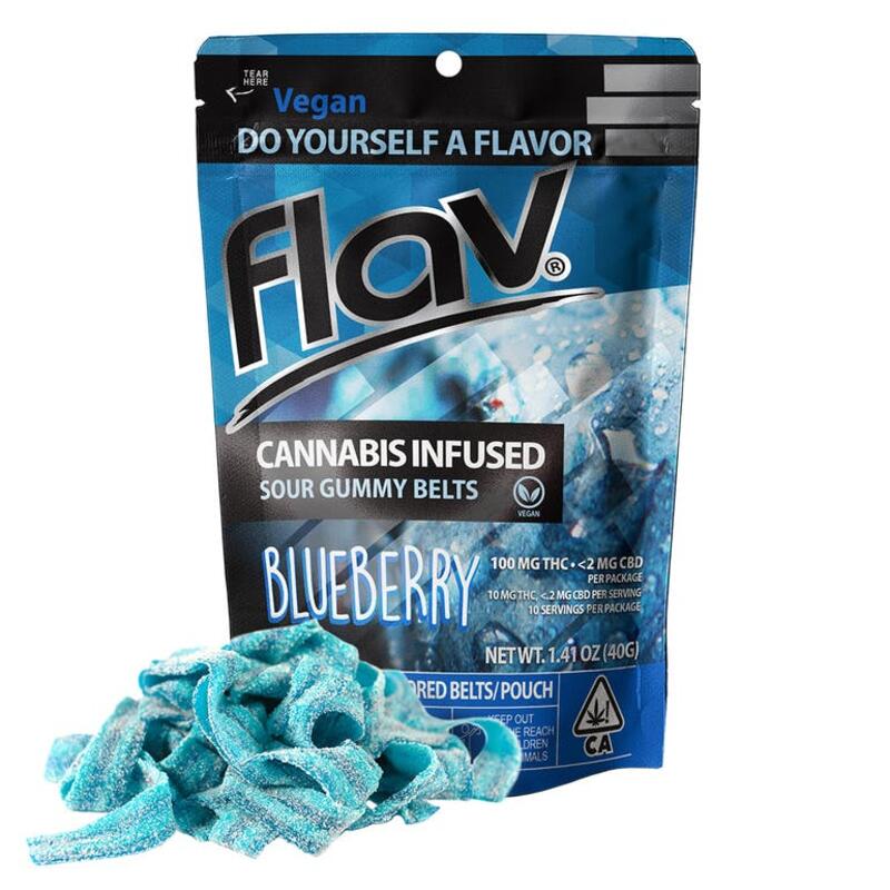 Flav - Sour Gummy Belts - Blueberry - 100mg