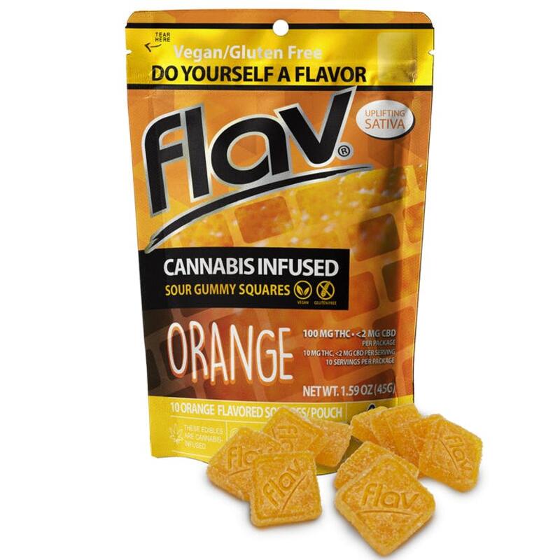 Flav - Sour Gummy Squares - Orange - Sativa! - 100mg