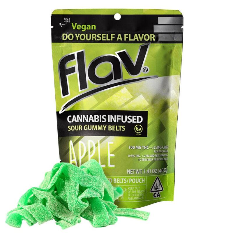 Flav - Sour Gummy Belts - Apple - 100mg