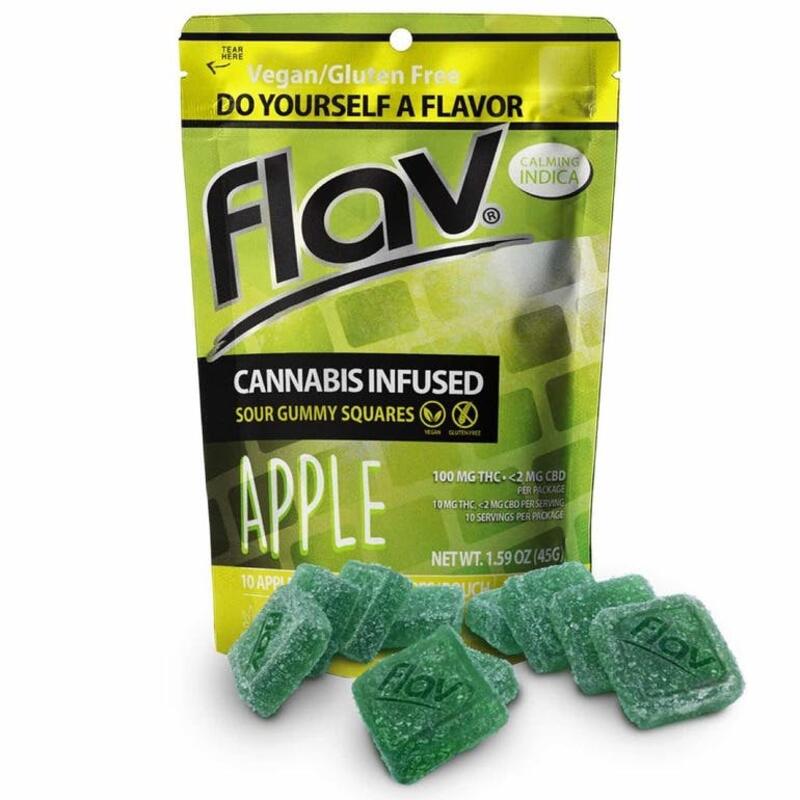 Flav - Sour Gummy Squares - Apple - Indica! - 100mg