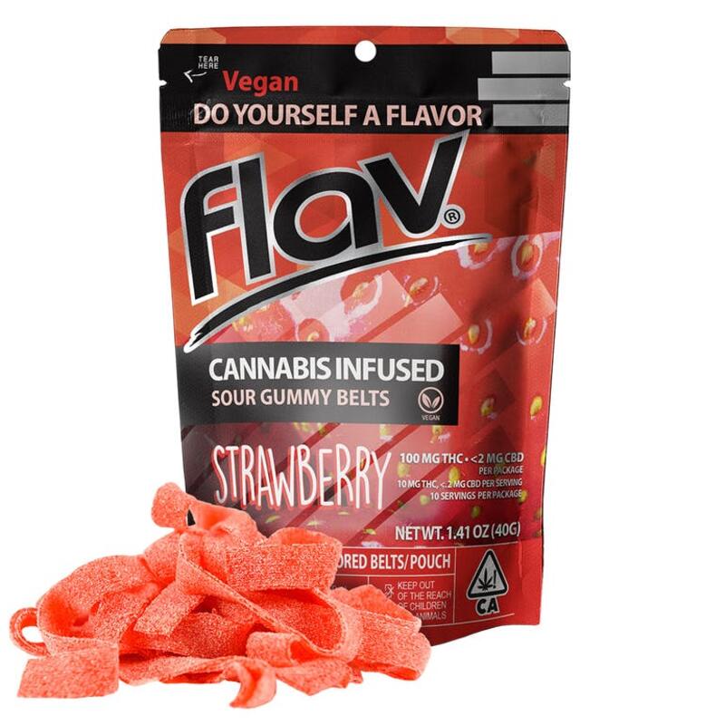 Flav - Sour Gummy Belts - Strawberry 100mg