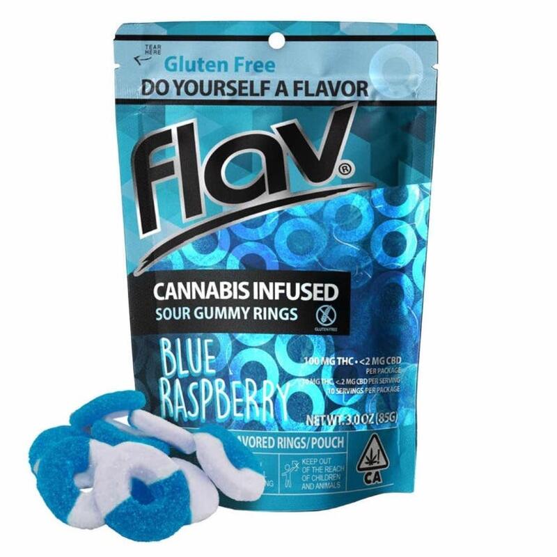 Flav - Sour Gummy Rings - Blue Raspberry 100mg