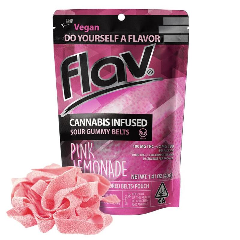 Flav - Sour Gummy Belts - Pink Lemonade 100mg