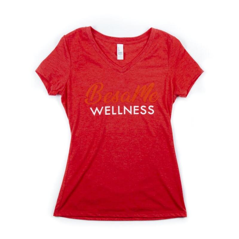 BESAME WELLNESS - BESAME WOMENS V-NECK TEE (S - RED FROST)