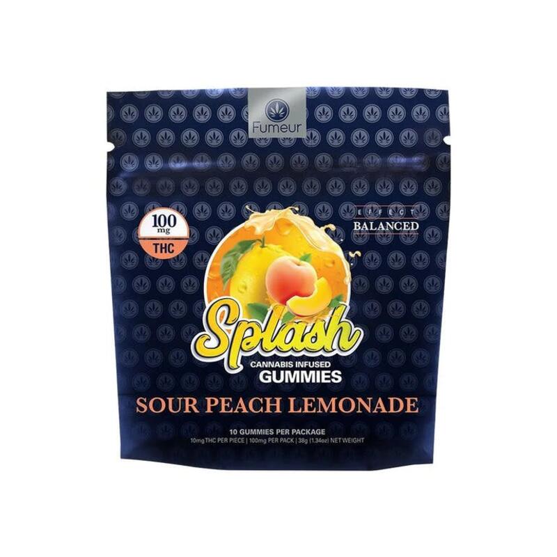 Fumeur Splash Sour Peach Lemonade Gummies 100mg