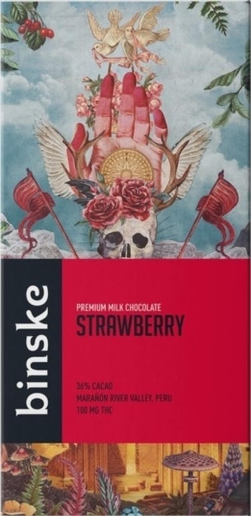 Binske Premium Strawberry Chocolate Bar 100mg