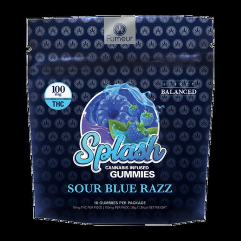Fumeur Splash Sour Blue Razz Gummies 100mg