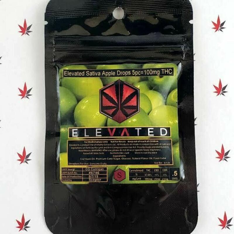 Elevated Hard Candy 100mg Sativa - Green Apple