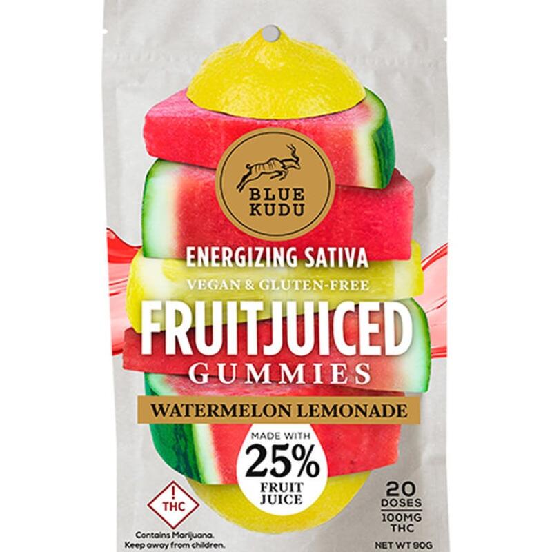 BlueKudu Fruit Juiced Gummies 100 mg - SATIVA Watermelon Lemonade