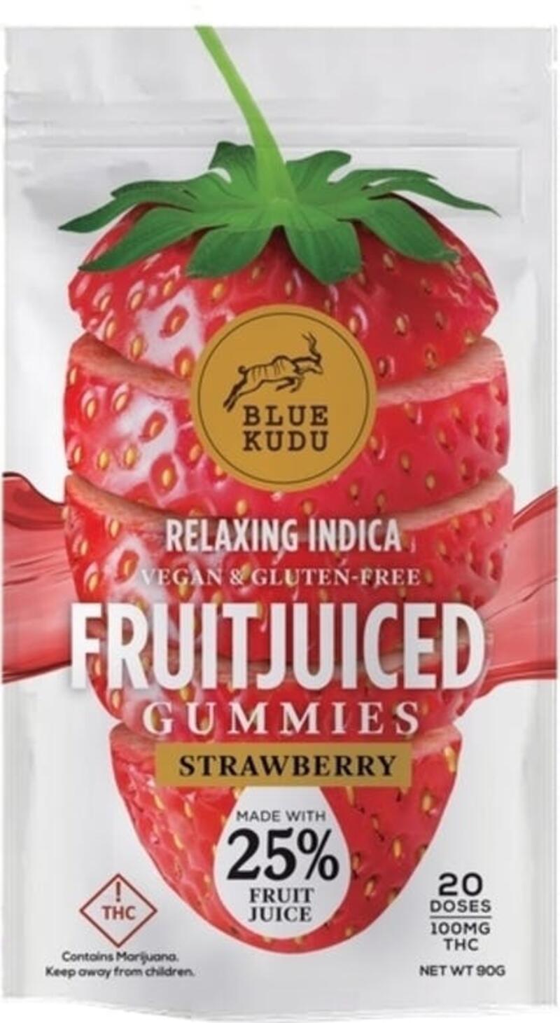 BlueKudu Fruit Juiced Gummies 100 mg - INDICA Strawberry