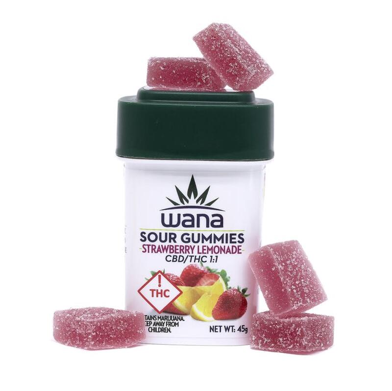 Wana Sour Gummies: Strawberry Lemonade 1:1 (MED)