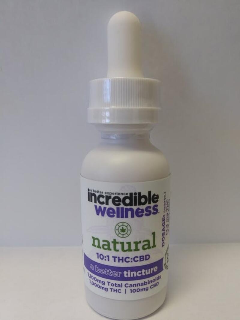 Incredible Wellness Tincture 10:1 THC:CBD (1 oz size). Great for oral ingestion!