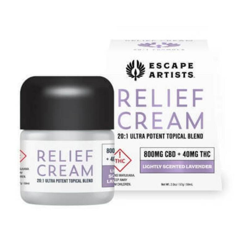 Escape Artist Lavender Relief Cream 800mg CBD : 40mg THC (20:1)
