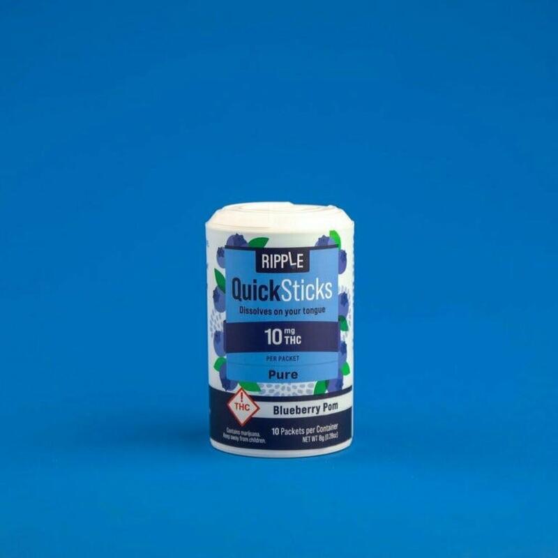 RIPPLE - Quicksticks, Pure, 10mg THC, Blueberry Pom (10 ct), 1ea