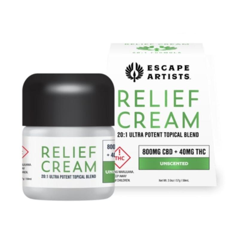 Escape Artists | 20:1 Unscented Relief Cream (800mg/40mg)