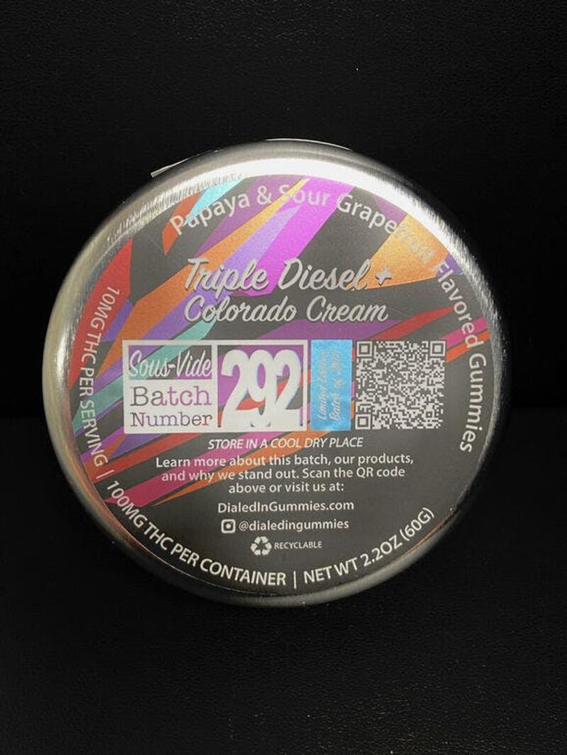 Dialed In Gummies- Triple Diesel x Colorado Cream (100mg THC)