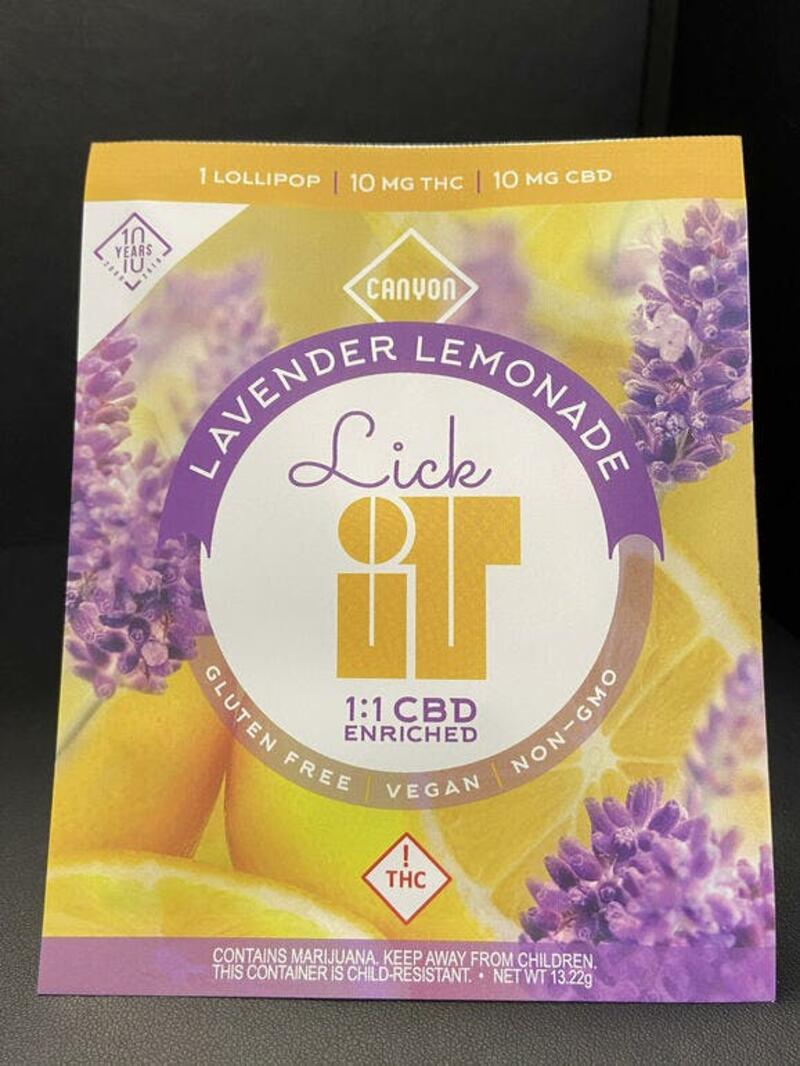 Canyon Lick It Lollipop 1:1- Lavender Lemonade 10mg/10mg