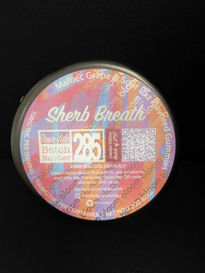 Dialed In Gummies- Sherb Breath (100mg THC)