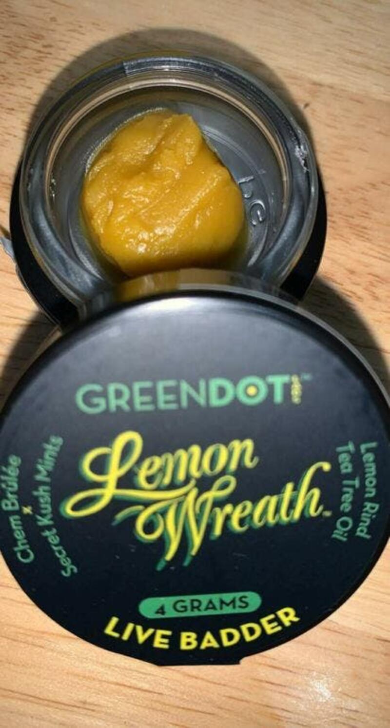 Green Dot Black Label Badder (Lemon Wreath)--4GRAM BUCKET!!