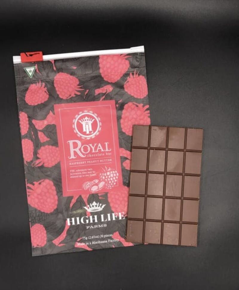 High Life Farms Royal Raspberry Peanut Butter 100mg Chocolate Bar