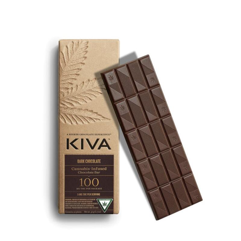 Kiva Dark Chocolate 100mg Bar