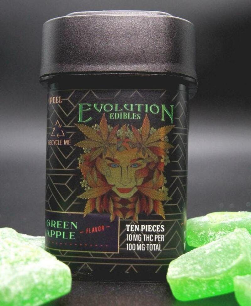 Evolution Edibles Green Apple 100mg Gummies