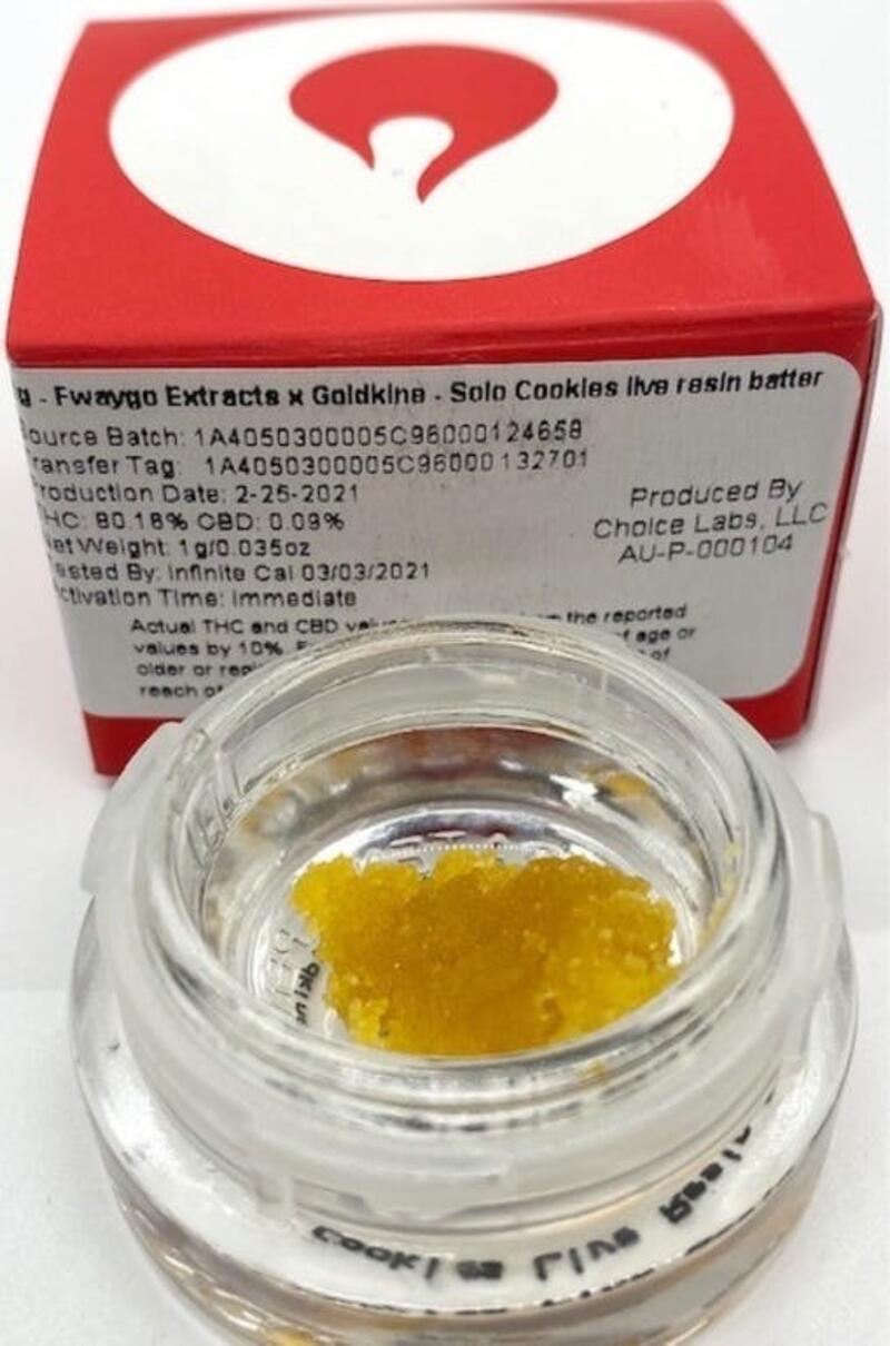 Fwaygo x Goldkine Solo Cookies 1g Live Resin Batter