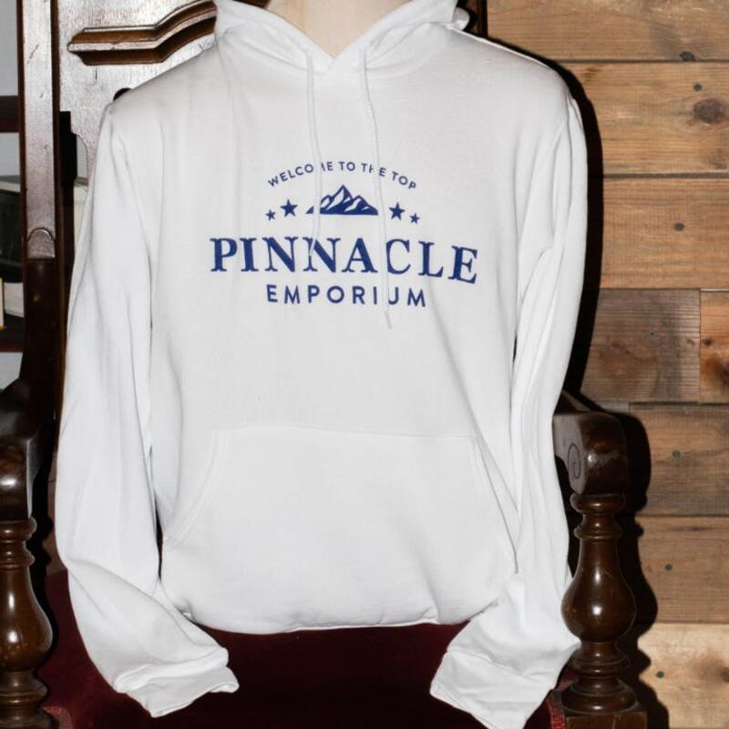 White Hoodie with Navy Lettering - Medium