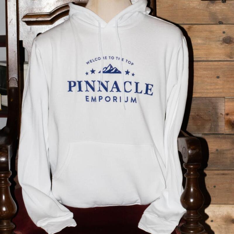 White Hoodie with Navy Lettering - Large
