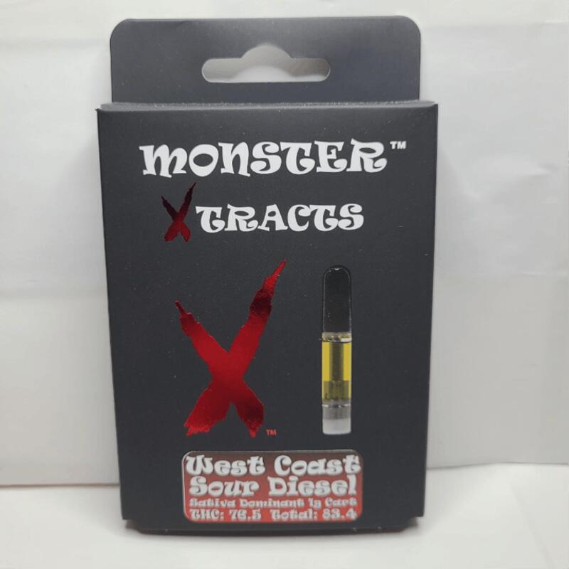 (MED) Monster Xtracts | West Coast Sour Diesel 1g 510 Thread Cart