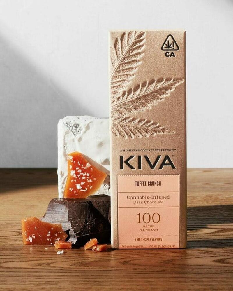 Kiva Dark Toffee Crunch 100mg Bar
