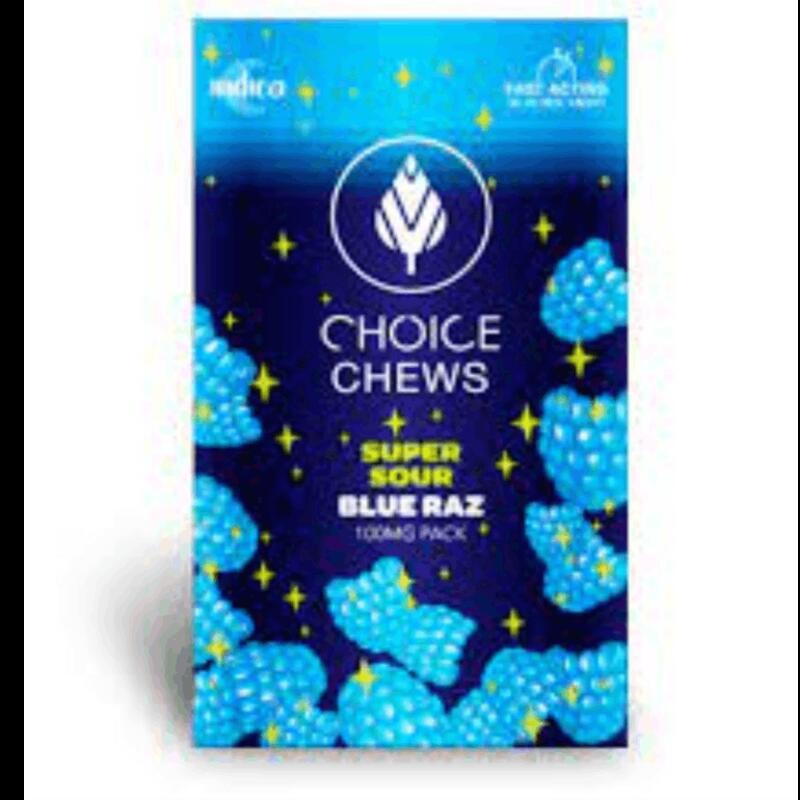 Choice Chews Super Sour Blue Raz 100mg AU