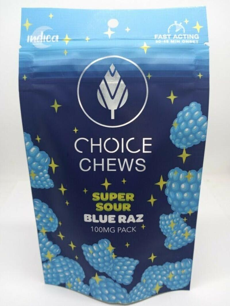 Choice Labs - 100mg Super Sour Blue Razz Gummies