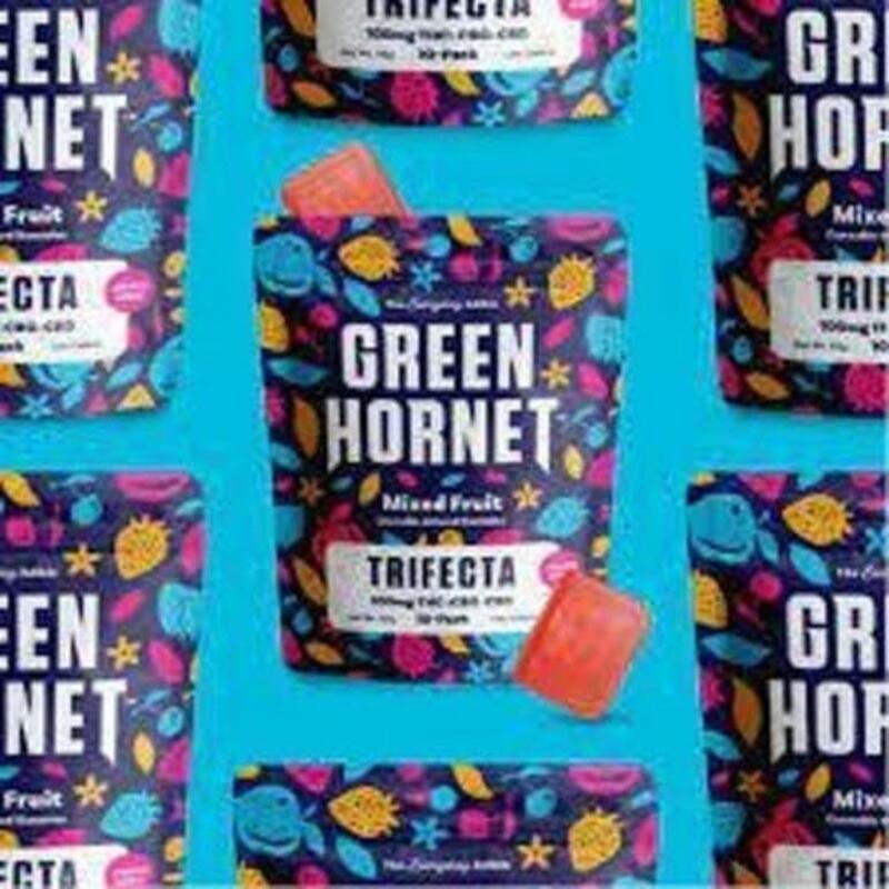 Green Hornet Trifecta Mixed Fruit Gummies 100mg
