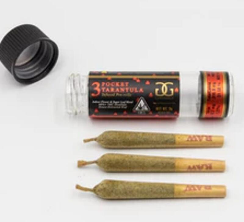 Ganja Gold - Red Pocket Tarantula - Reckless Rainbow - Indica Infused Pre-Roll 3 Pack 2g
