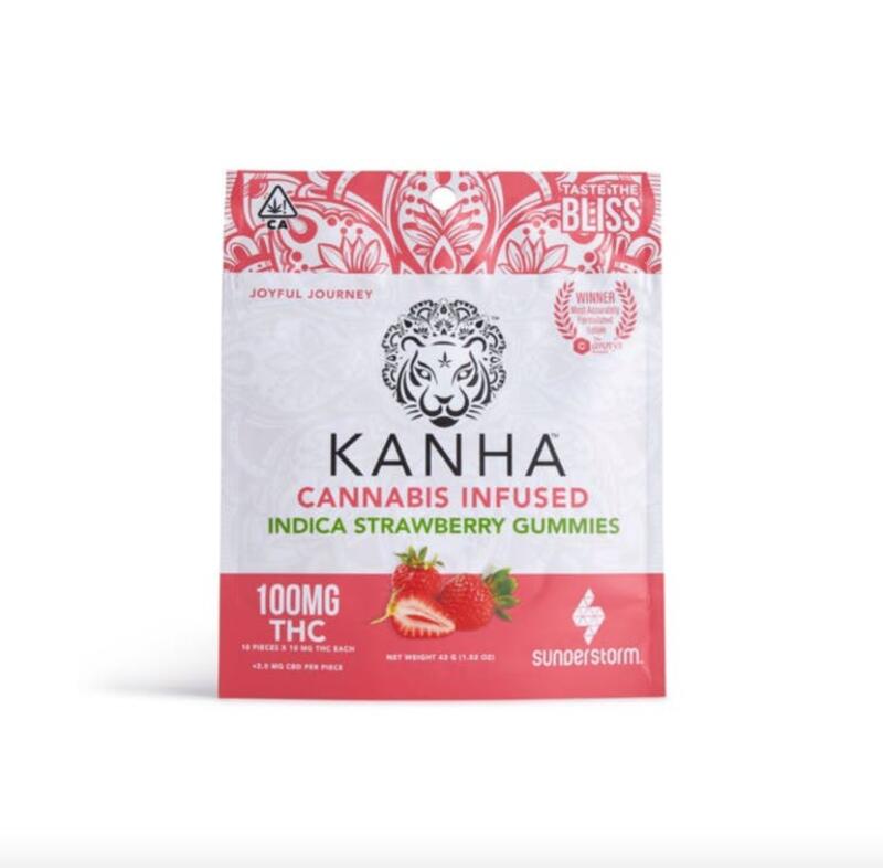 KANHA TREATS | Kanha - Strawberry Indica Gummies - (100mg)