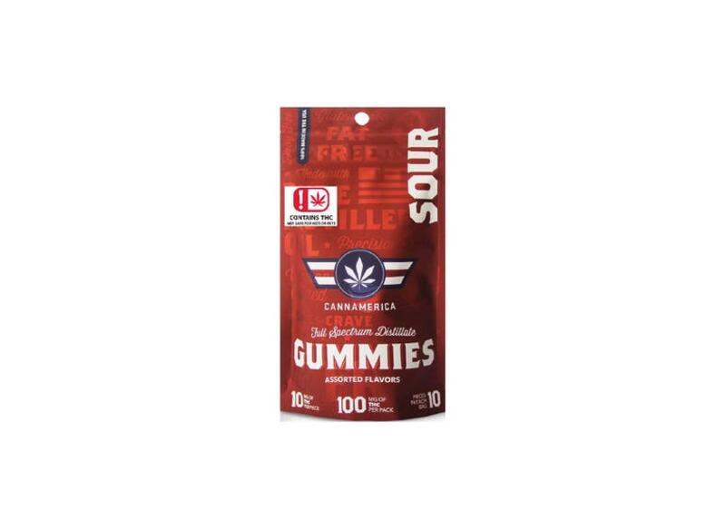 CannAmerica Sour Gummy: 100mg THC per PKG