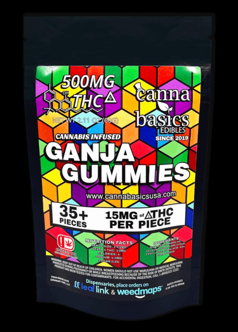 500MG Ganja Gummies by CANNA BASICS - 35 PIECES - TROPICAL MIX