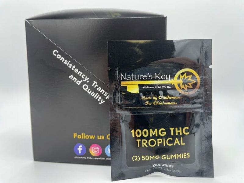 100mg THC Tropical Gummies - Single Serve Box - 10 packages