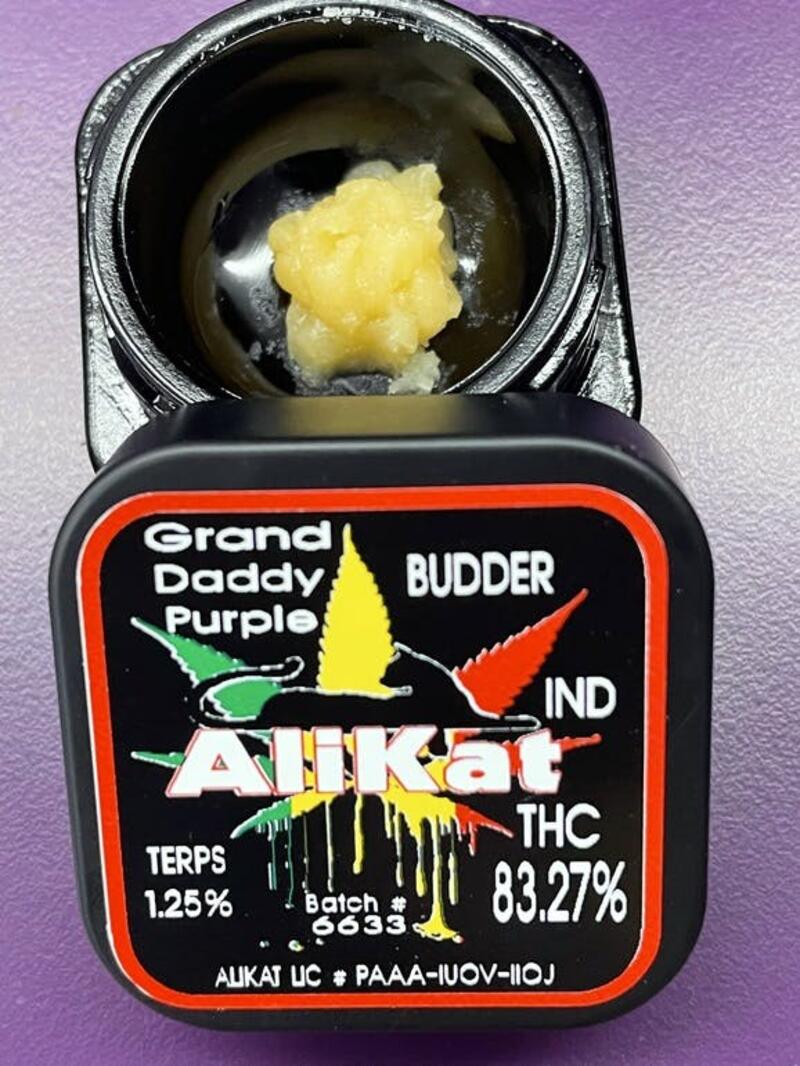 Alikat - Grand Daddy Purple Budder, 83.27%, 1.25% Terps