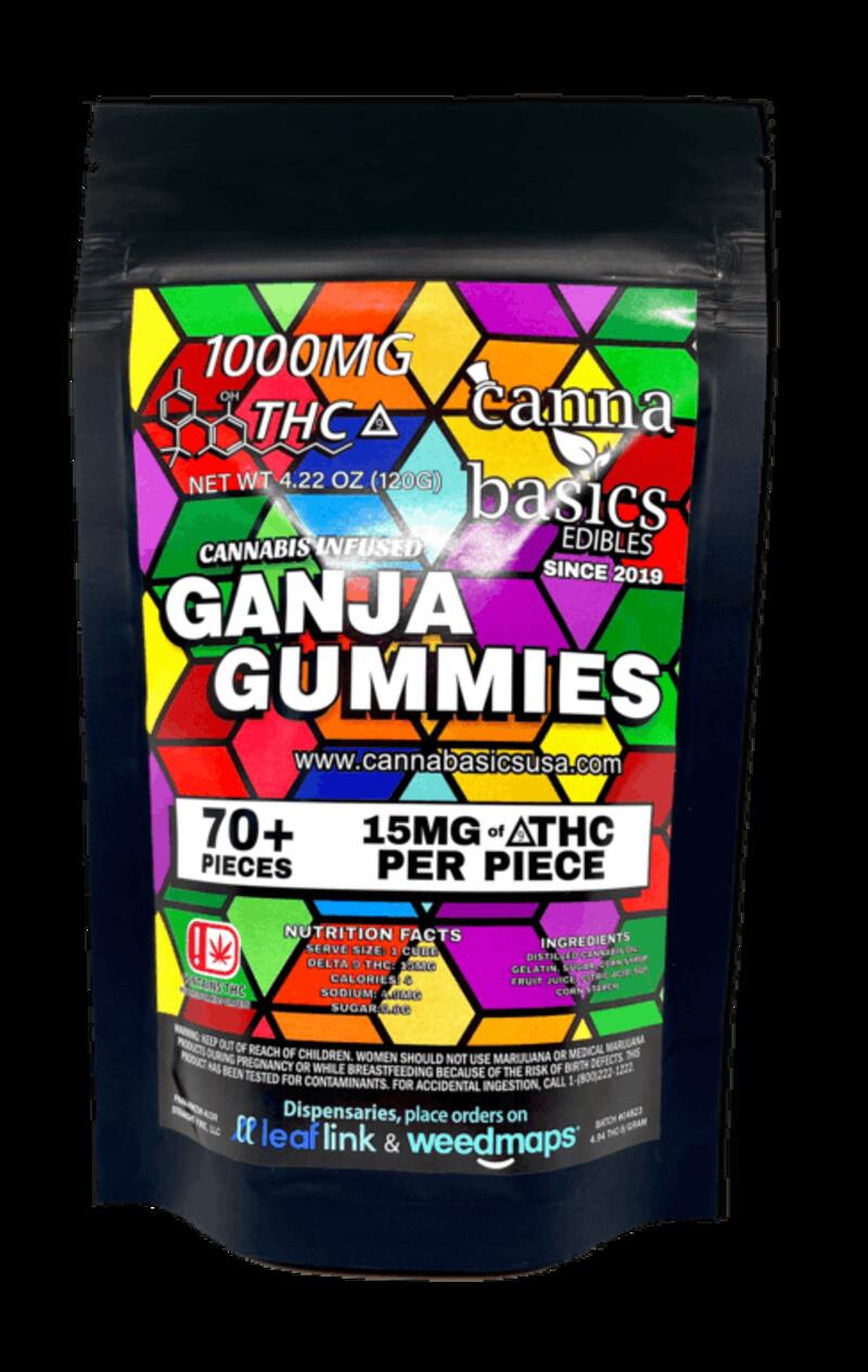 1000MG Ganja Gummies by CANNA BASICS - 70 PIECES - TROPICAL MIX