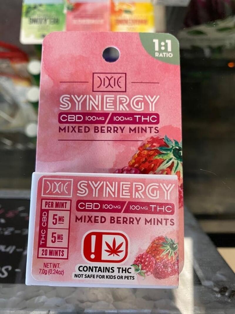 Dixie - 100mg Synergy 1:1 CBD/THC Mints - Mixed Berry