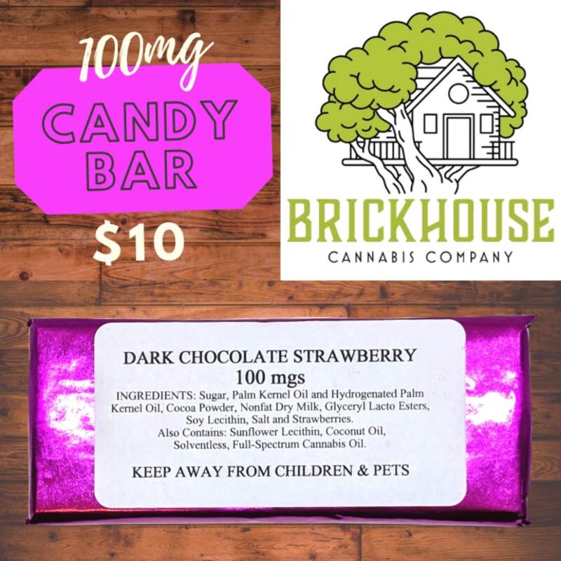 Dark Chocolate Strawberry THC Chocolate Bar | 100mg