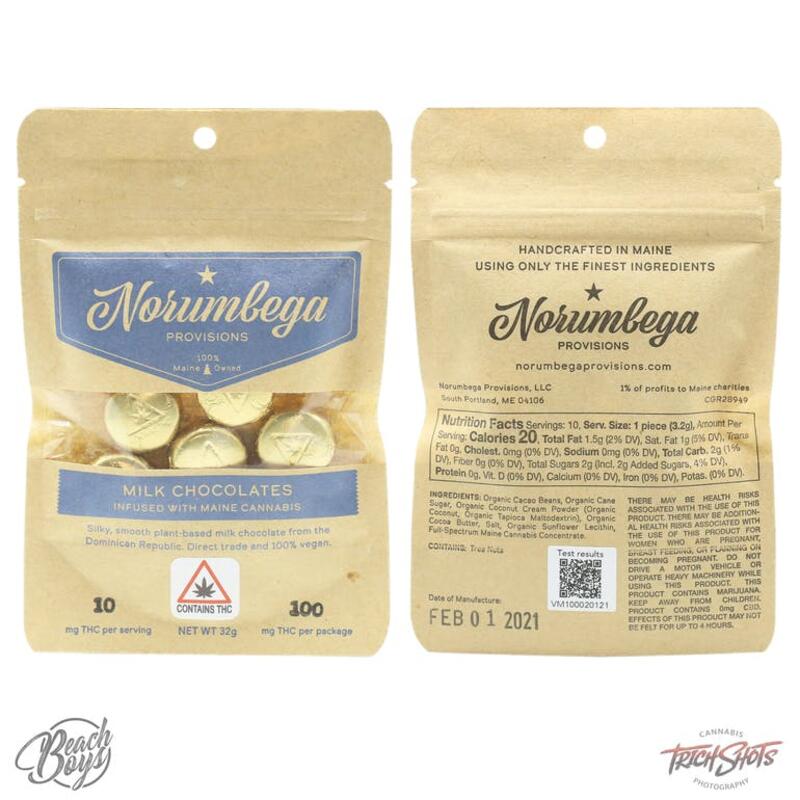 100mg Vegan "Milk" Chocolates (10-pack) - Norumbega Provisions