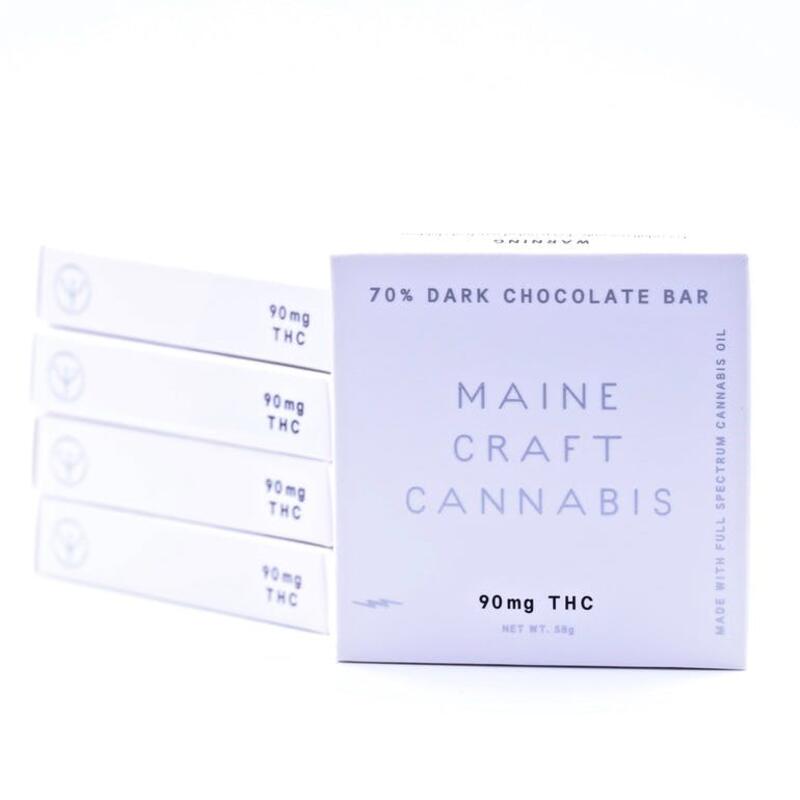 90mg THC Full Spectrum Dark Chocolate Bar - Maine Craft Cannabis