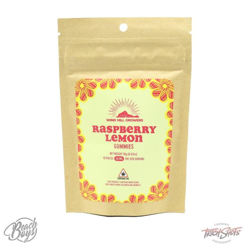 200mg Raspberry Lemon Full Spectrum Gummies (10-pack) - Wind Hill Growers