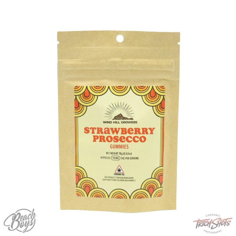 100mg Strawberry Prosecco Full Spectrum Gummies 10-pack - Wind Hill Growers