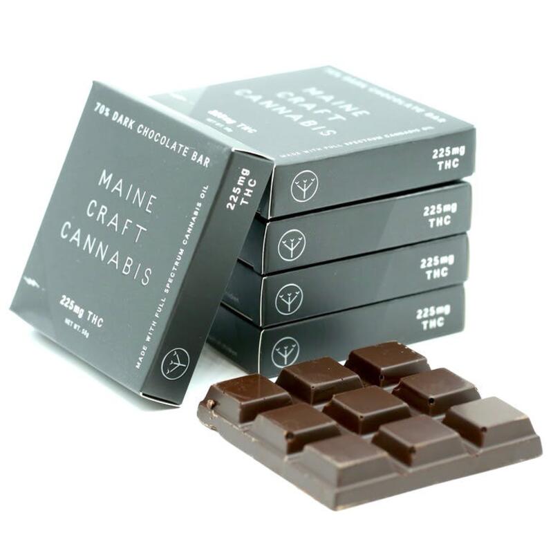 225mg THC Full Spectrum Dark Chocolate Bar - Maine Craft Cannabis