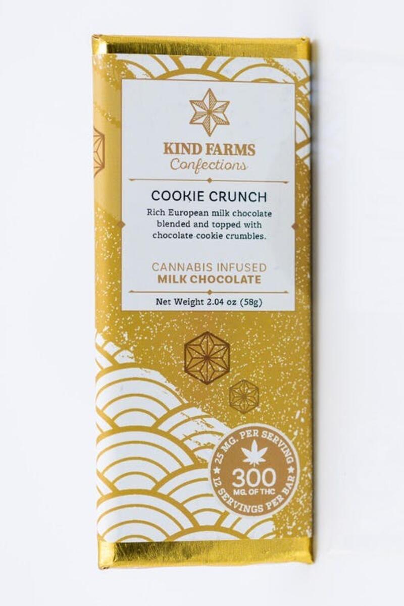 Cookie Crunch. Milk Chocolate Bar. 300mg Full Spectrum -Kind Farms Confections